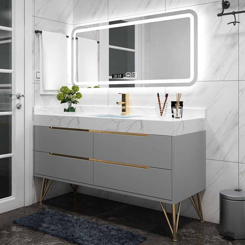 Light Luxury Bathroom Cabinet Combination Modern Minimalist Smart Mirror Vanity Bathroom