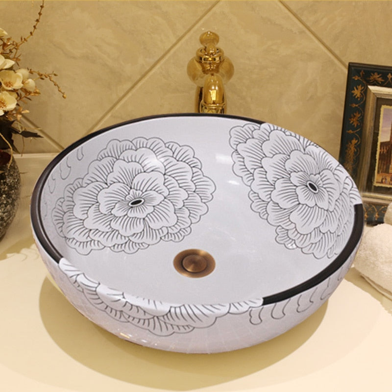 china hand made Ceramic Art Basin Sinks Counter Top Wash Basin Bathroom Vessel Sinks vanities handmade wash basin