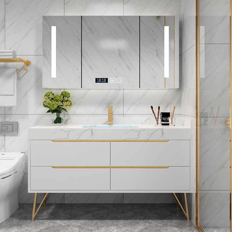 Light Luxury Bathroom Cabinet Combination Modern Minimalist Smart Mirror Vanity Bathroom