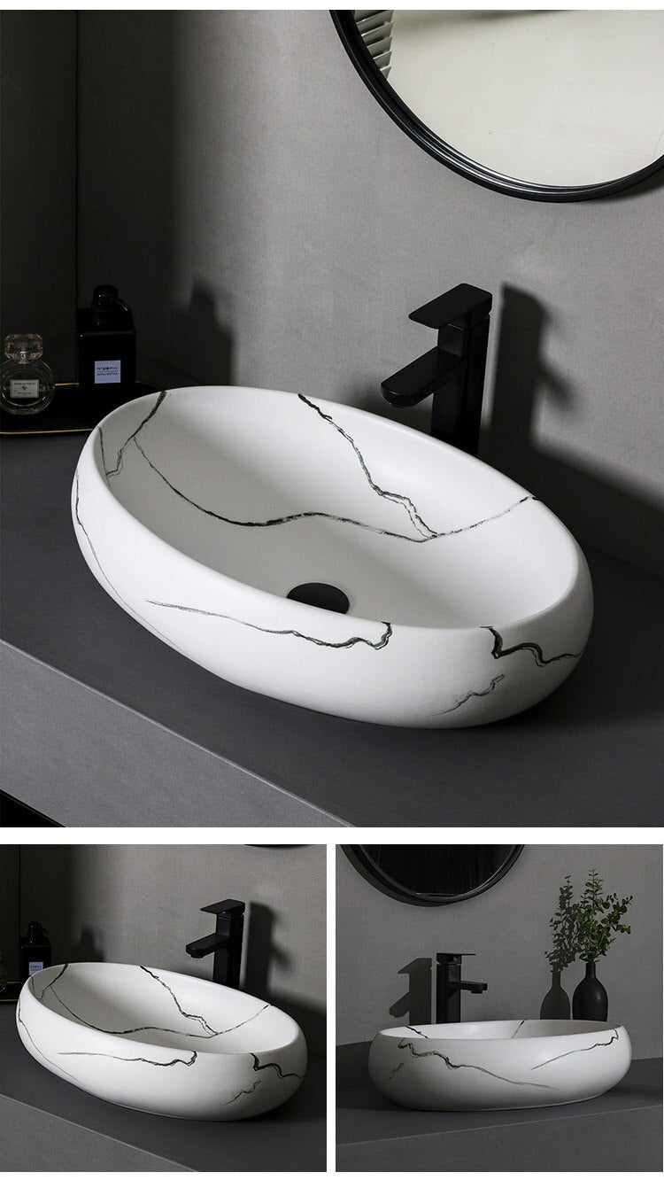 Bathroom Artistic Basin Household High Temperature Ceramic Sink Hand Made Washing Basin