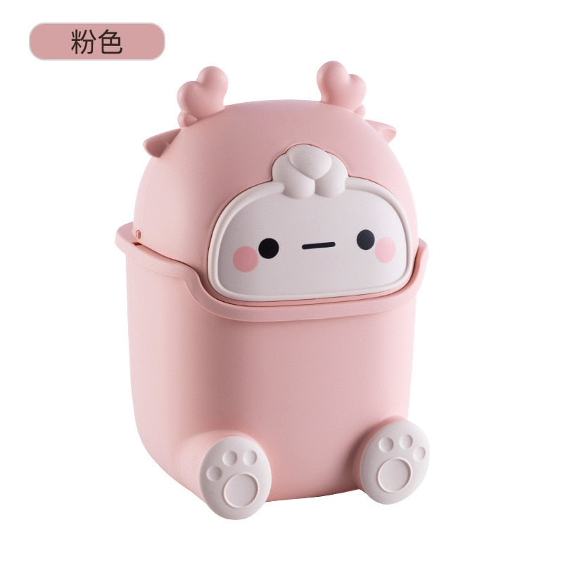 Ins Desktop Small Trash Bin Waste Bin Bedroom Home Cute Trash Can with Lid