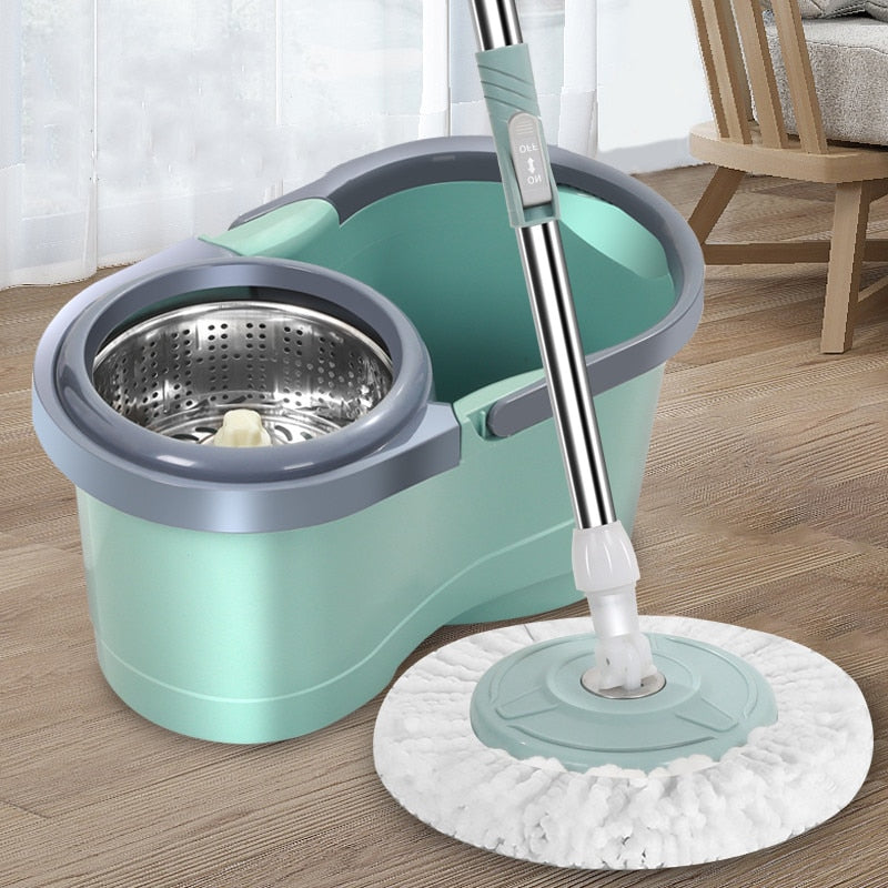 Automatic Spin Mop Hand Free Household Wooden Floor Cleaning Microfiber Pads