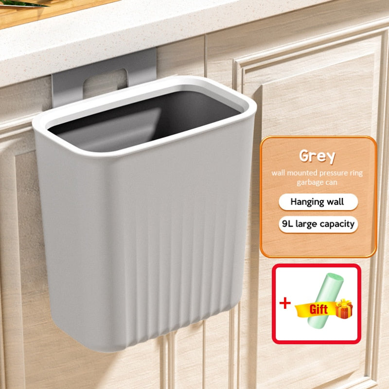 9L Wall Mounted Trash Can Kitchen Cabinet Storage Smart Bucket For Bathroom Recycling