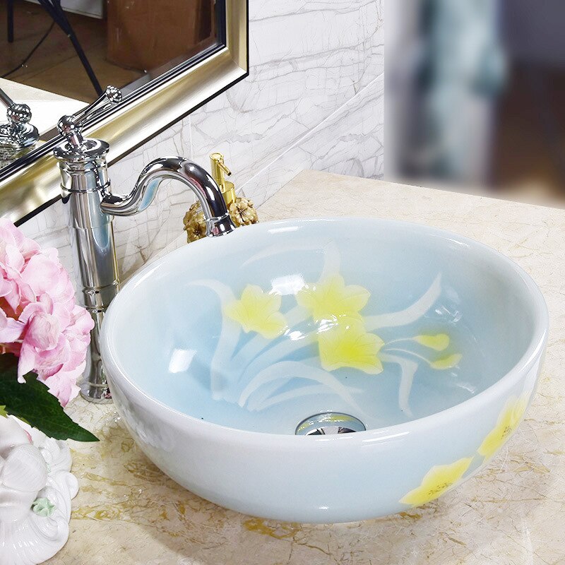 china hand made Ceramic Art Basin Sinks Counter Top Wash Basin Bathroom