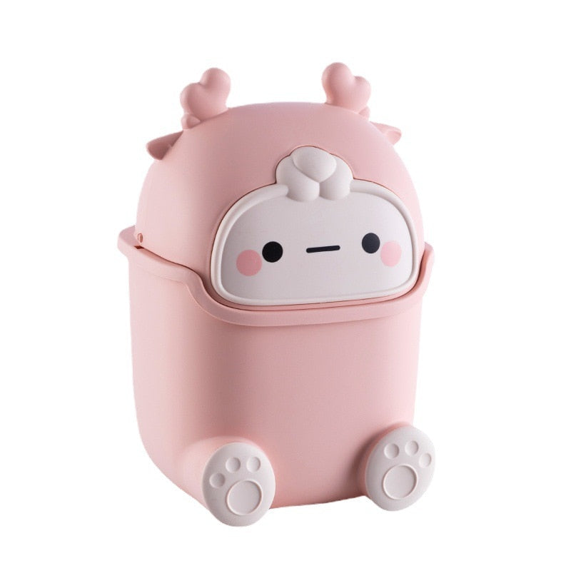 Ins Desktop Small Trash Bin Waste Bin Bedroom Home Cute Trash Can with Lid