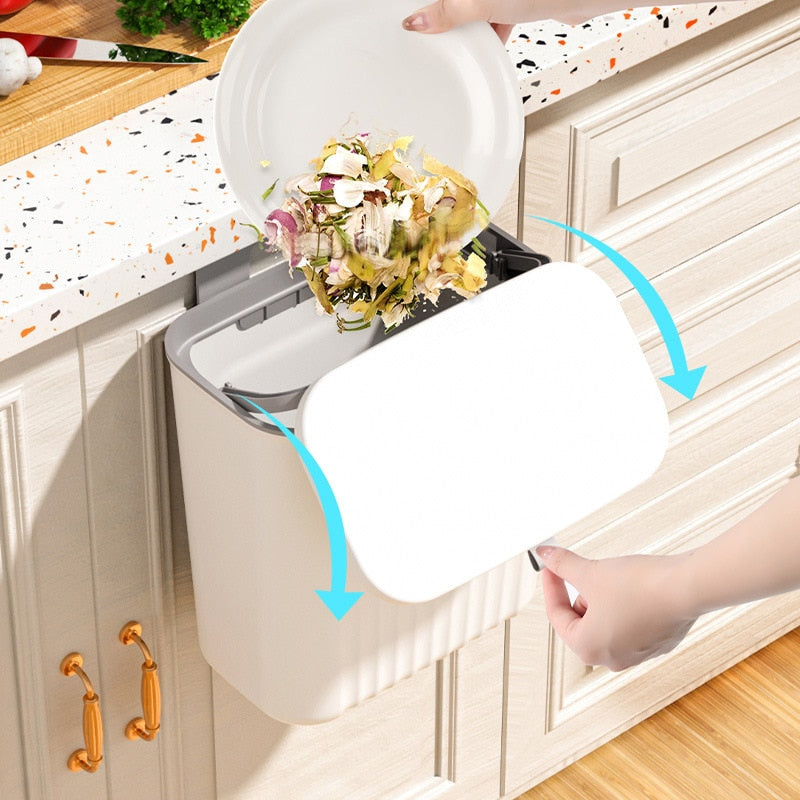 9L Wall Mounted Trash Can Kitchen Cabinet Storage Smart Bucket For Bathroom Recycling