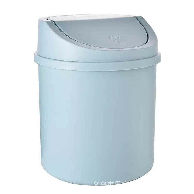 Mini Desktop Bin Small Trash Can Tube with Cover Bedroom Trash Can Garbage Can