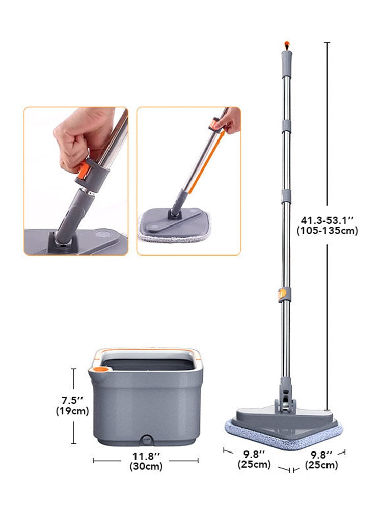 Joybos Spin Mop with Bucket Hand Free Squeeze Mop Automatic Separation Flat Mops