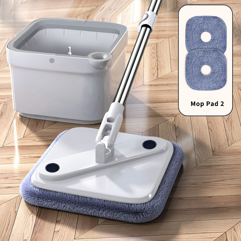 Joybos Spin Mop with Bucket Hand Free Squeeze Mop Automatic Separation Flat Mops