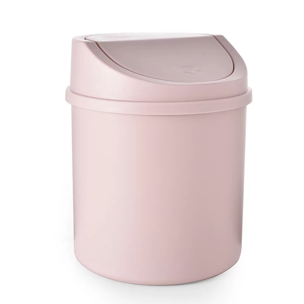 Mini Desktop Bin Small Trash Can Tube with Cover Bedroom Trash Can Garbage Can