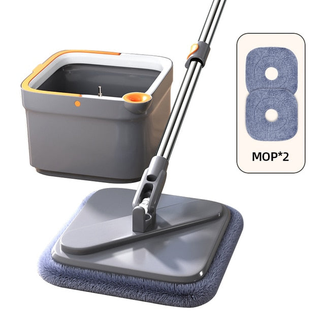 Joybos Spin Mop with Bucket Hand Free Squeeze Mop Automatic Separation Flat Mops