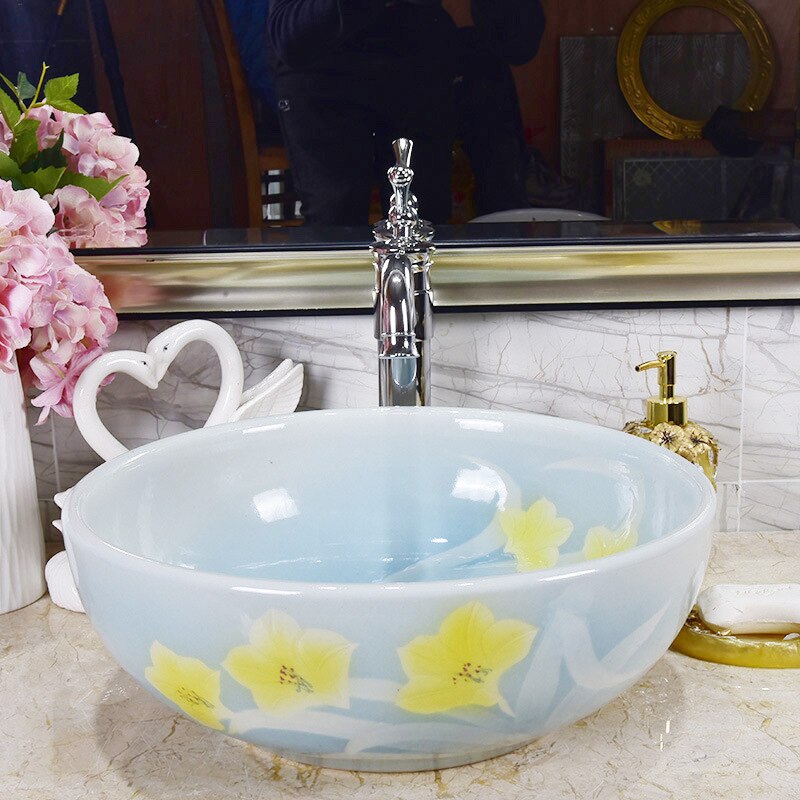 china hand made Ceramic Art Basin Sinks Counter Top Wash Basin Bathroom