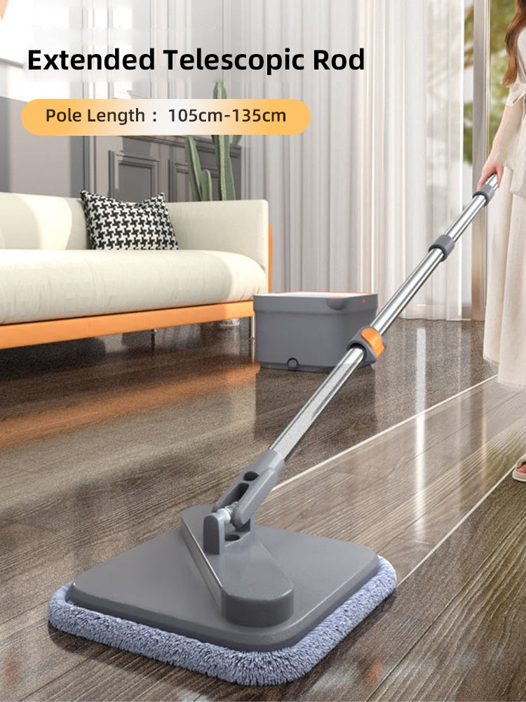 Joybos Spin Mop with Bucket Hand Free Squeeze Mop Automatic Separation Flat Mops