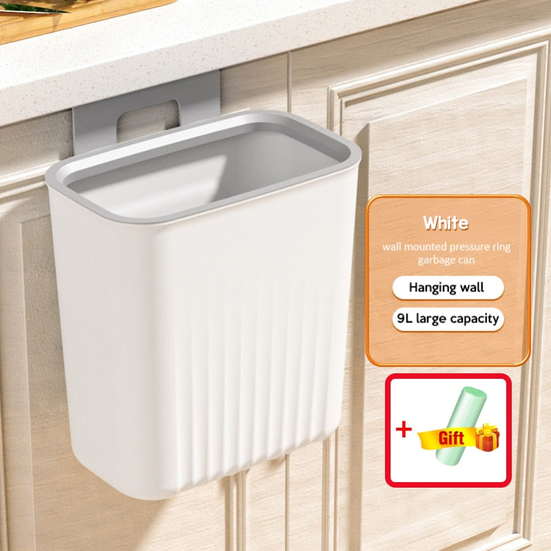 9L Wall Mounted Trash Can Kitchen Cabinet Storage Smart Bucket For Bathroom Recycling