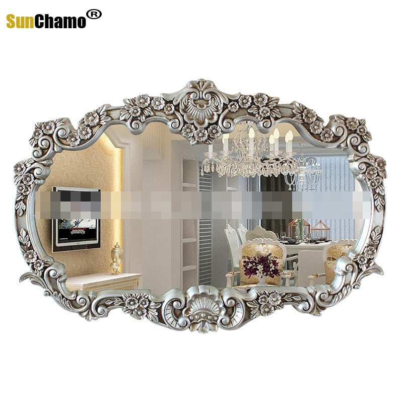 Sunchamo Carved Double Basin European-style Bathroom Mirror Horizontal Living Room