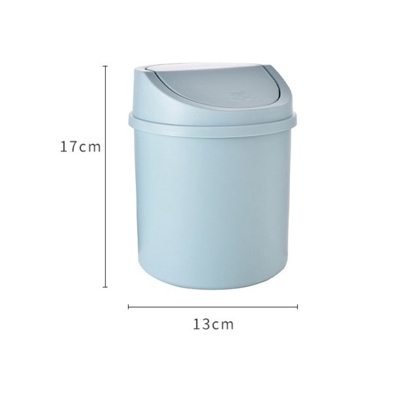 Mini Desktop Bin Small Trash Can Tube with Cover Bedroom Trash Can Garbage Can