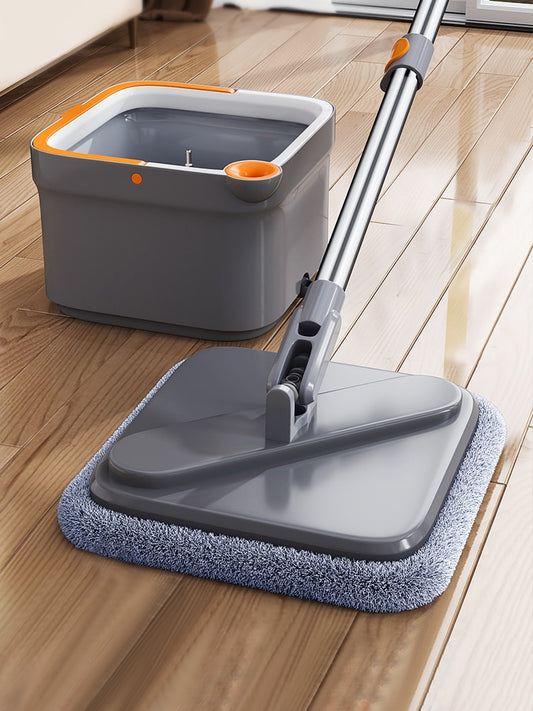 Joybos Spin Mop with Bucket Hand Free Squeeze Mop Automatic Separation Flat Mops