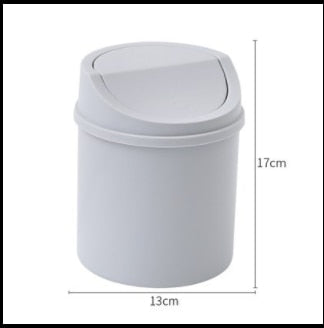 Mini Desktop Bin Small Trash Can Tube with Cover Bedroom Trash Can Garbage Can